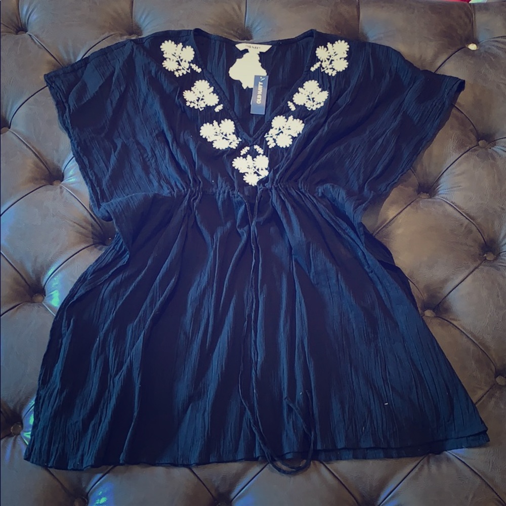 Swimsuit cover up with drawstring